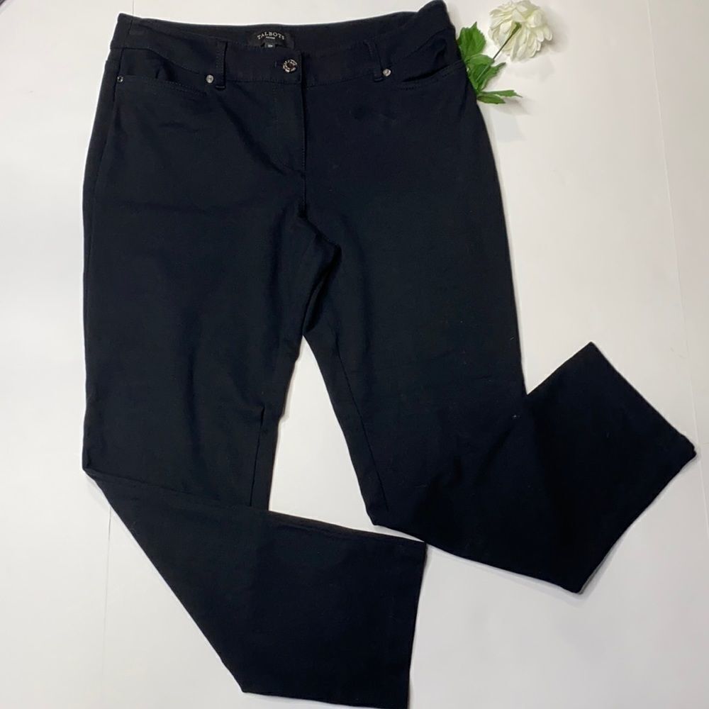 Talbots Ponte Jersey Knit Stretch Pants Slim fit Black 10P